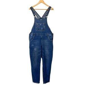The Rockn Rev Women's Size 4 Overalls Bib Blue Denim Jeans Distressed